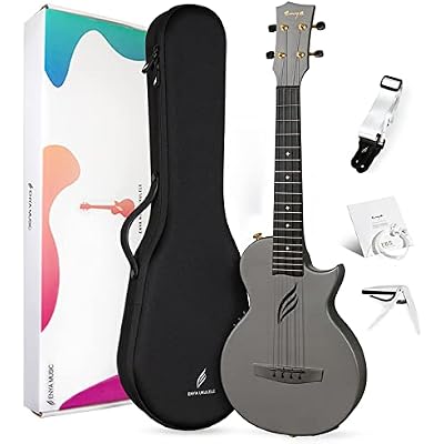 Enya Tenor Ukulele 26 Inch Carbon Fiber Acousticplus Cutaway Travel Ukelele for Beginner Bundle Kit with Online Lesson Including Gig Bag, Strap, Capo, and Strings Professional Ukalalee Yukalalee Gift
