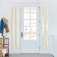Pony Dance Sidelight Door Window Curtains - Privacy Door Window Curtains Thermal Insulate Covering for Patio Door Glass Door Front Door, W12 x L72 inches, 1 Panel, Cream Beige