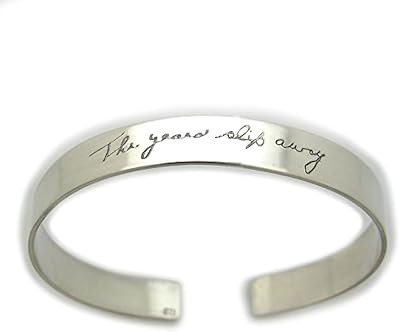 Custom Actual Handwriting Text Engraved Bracelet - Personalized Signature Bracelet - Sterling Silver ID Cuff - Gift Idea - Father Day Gift - signature engraved bracelet