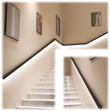 Indoor Handrail Stair Lights,LED Staircase Handrails,Villa Aisle Wall Grab Bar Body Sensor Lighted Handrail Long Stainless Steel Wall Light