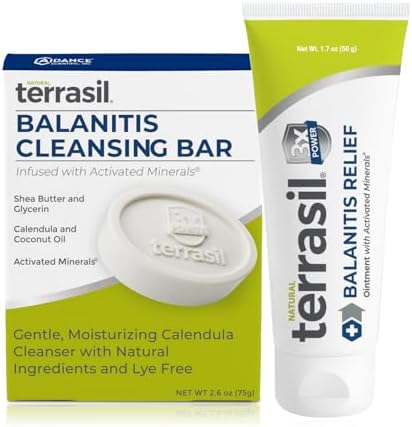 terrasil Balanitis Treatment 2-Product Kit: Balanitis Cream + Daily Balanitis Soap Bar, Dermatalogist Tested (1.7 oz + 75gm bar)