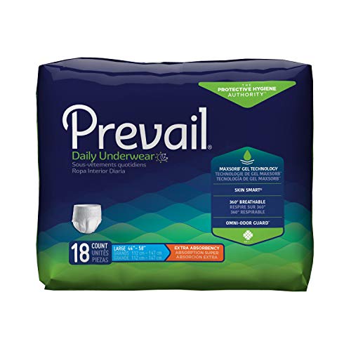 Prevail Absorbent Underwear, Pull On, Large, Disposable, Moderate Absorbency Pack of 18