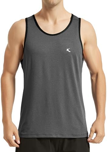 KPSUN Mens Quick Dry Sports Tank Tops Athletic Gym Bodybuilding Fitness Sleeveless Shirts for Beach Running Workout