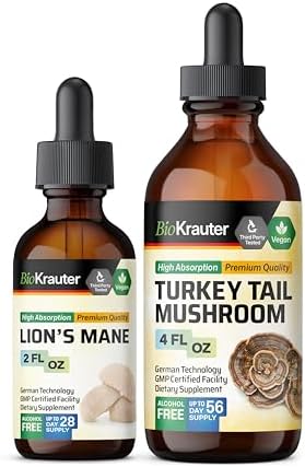 Lion's Mane Tincture 2 Fl. Oz. & Turkey Tail Mushroom Tincture 4 Fl. Oz.