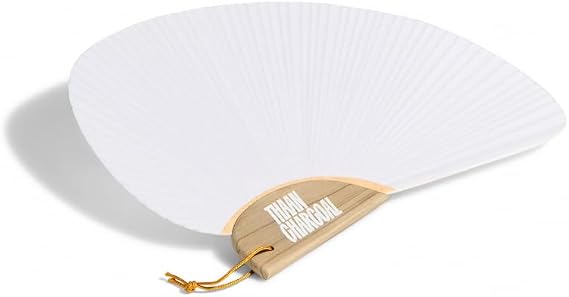 Thaan Charcoal Hand Fan, Uchiwa Style, White