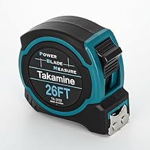 Takamine Tape Measure Professional 26 Feet, 1/8 Fraction Easy Read Retractable Measuring Tape, with Magnetic Hook, Manual Lock, Rubber casing, Suitable for Engineers/Surveyors/Carpenters/Construction