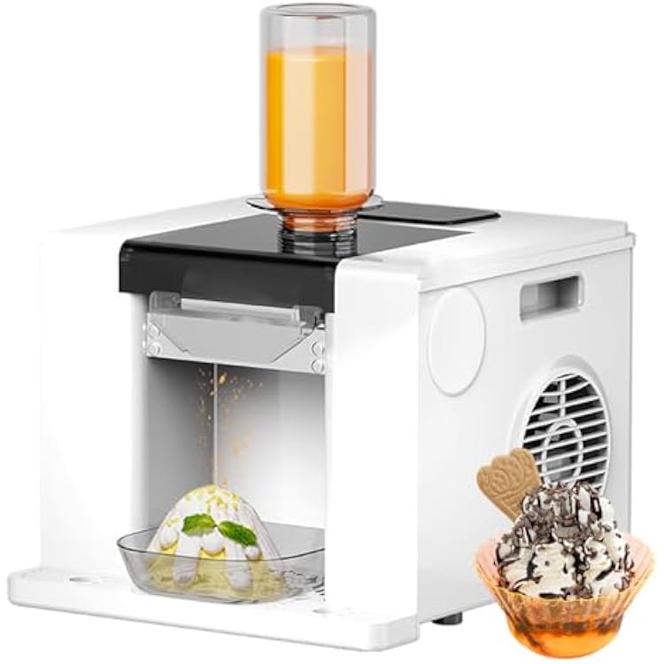 Commercial Snow Cone Maker, One-Touch Cleaning, Electric Ice Cube Shaver, With 750 Ml Barrel And Separate Receiving Tray, 60 kgDay, For Milk IceMango IceSmoothie Cocktails,White
