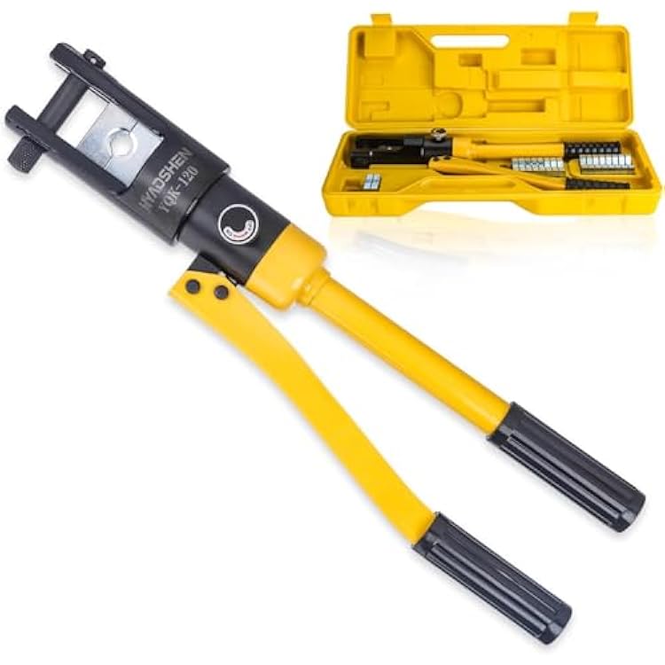 12 Ton Hydraulic Crimping Tool 8 AWG to 250MCM, Battery Cable Lug Terminal Crimper With 8 dies,Easy to Operate Hydraulic Wire Crimping Tool Kit for Wire Rope