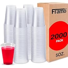 5 Oz Clear Plastic Cups, For Any Occasion, Disposable Transparent Ice Tea, Juice, Soda, and Coffee Glasses for Party, Picnic, BBQ, Travel, and Events (2000 ct)