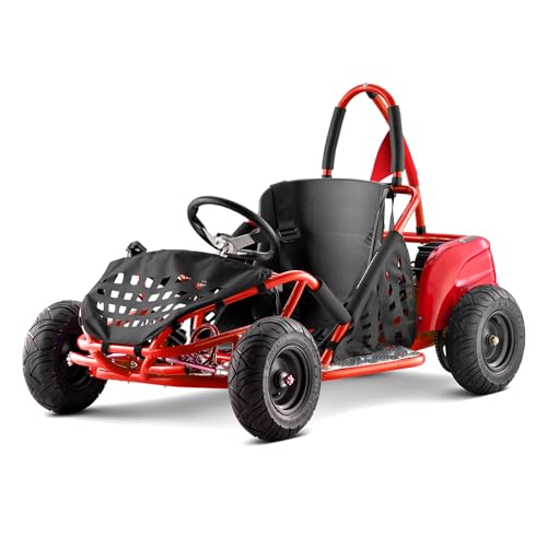 Electric Go Kart, 48V Powered Ride On Car, Steel Tubular Frame, Seat Belt, 13 inch All-Terrain Tires, Parental Speed Control Red