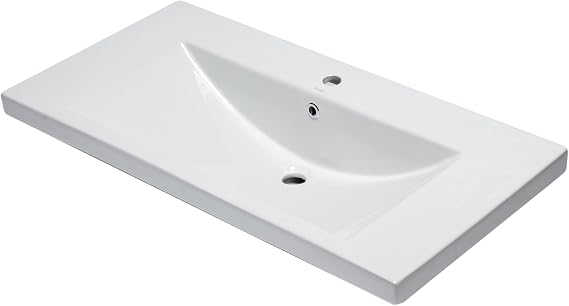BH002 Ceramic 40"x19" Rectangular Drop In Sink, White
