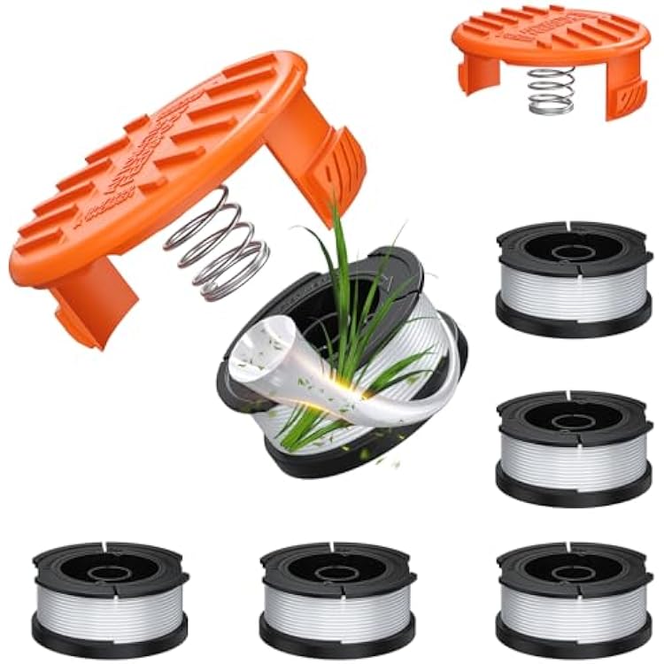 Bessport 8 Pack AF-100 String Trimmer Replacement Spool Fit for BlackDecker, 30ft 0.065 Trimmer Line Autofeed Weed Eater String Compatible with BlackDecker Weed Wacker 6 Spools2 Caps