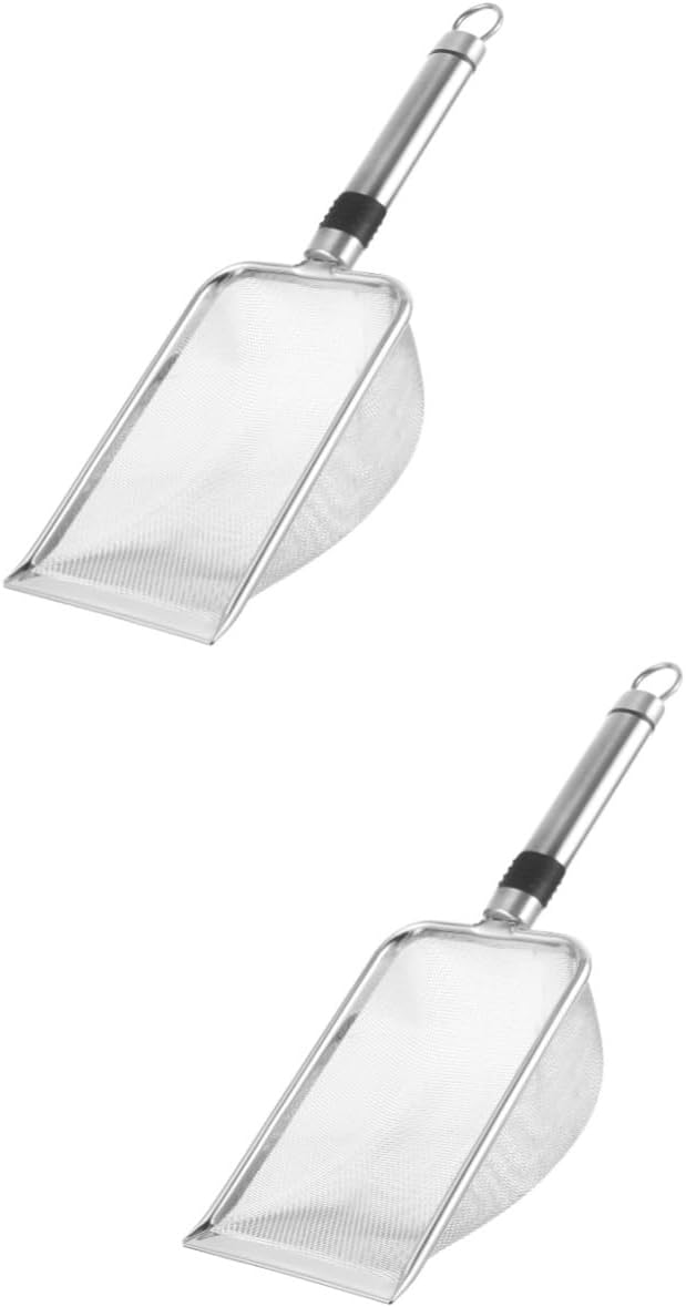 FRCOLOR 2pcs Stainless Steel Reptile Sand Scoop Fine Mesh Litter Cleaner for Turtles Lizards Snakes and Waste Removal for Terrariums and Aquariums Mesh Design