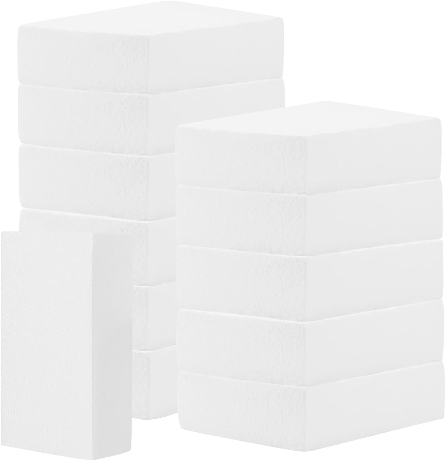 ZOENHOU 12 Pack 20 x 10 x 5 cm White Foam Blocks, Rectangle Polystyrene Foam Blocks for Craft, Modeling, Art Projects
