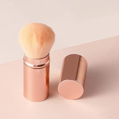Retractable Kabuki Brushes Blush Brush Foundation Powder Brush Face Blender Brush Multi-function Cosmetic Makeup Brush Professional Mineral Blending Buffing Concealer Brush Aluminum Case