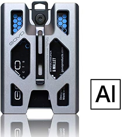 Aluminum GOVO Badge Holder/Wallet_ Durable ID Card Holder with Metal Clip and 4 Cards Slot (Silver)