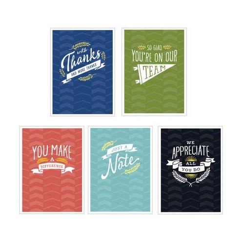 Hallmark Business Bulk 50 Pack Blank Appreciation Notecards for Employees White Banners, 5.3 x 3.8 Cards, Envelopes Included