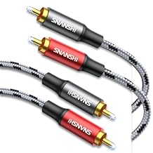 SNANSHI RCA Cables 6.6 ft, Nylon Braided 2RCA to 2RCA Audio Cable Male to Male, Dual Shielded Hi-Fi Stereo Cord with Gold-Plated Connectors for Home Theater, Subwoofer, Amplifier, Receiver, Speaker