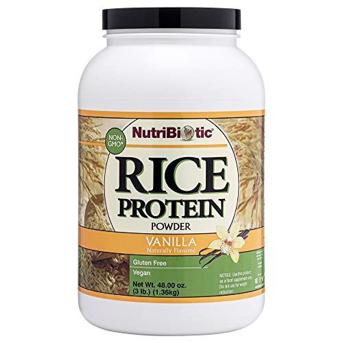 NutriBiotic Vanilla Rice Protein, 3 Lb 1.36kg | Low Carb, Keto-Friendly, Vegan, Raw Protein Powder | Grown & Processed Without Chemicals, GMOs or Gluten | Easy to Digest & Nutrient Rich