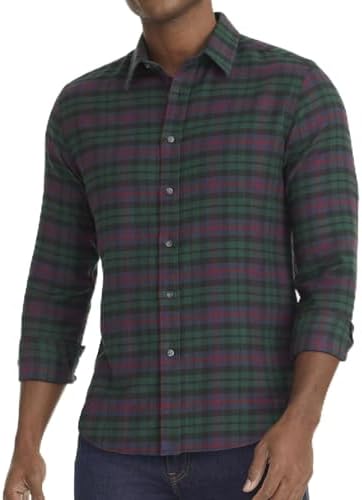 UNTUCKit Flannel Long Sleeve Button Down Shirt US, Alpha, XX-Large, Regular, Regular, Green Moncayo, Regular Fit