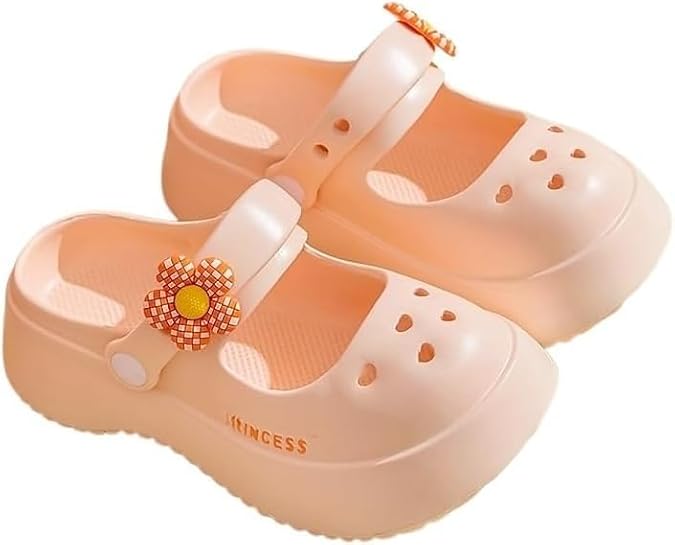 Women's Platform Clogs - Flower Cut-Out Slide Sandals for Fashionable Outdoor Beach Wear