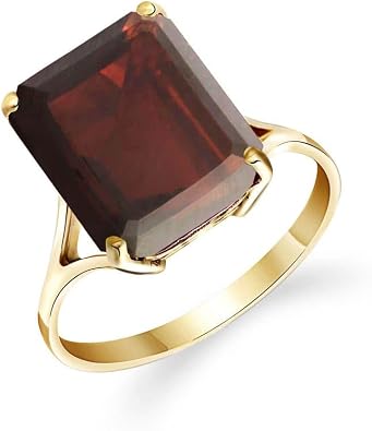 Galaxy Gold GG 14K Solid Yellow Gold Natural Garnet Octagon Solitaire Ring, 7 Carat, January Birthstone, Symbol of Passion & Devotion, Size 9.5, Fine Jewelry for Women