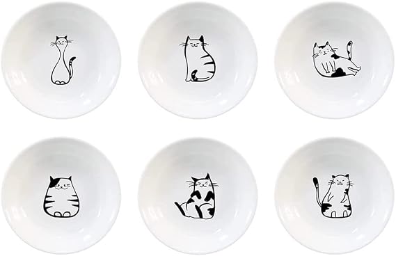 Ceramic Cat Appetizer Plates, Dessert Plates, Seasoning Plates,Set of 6