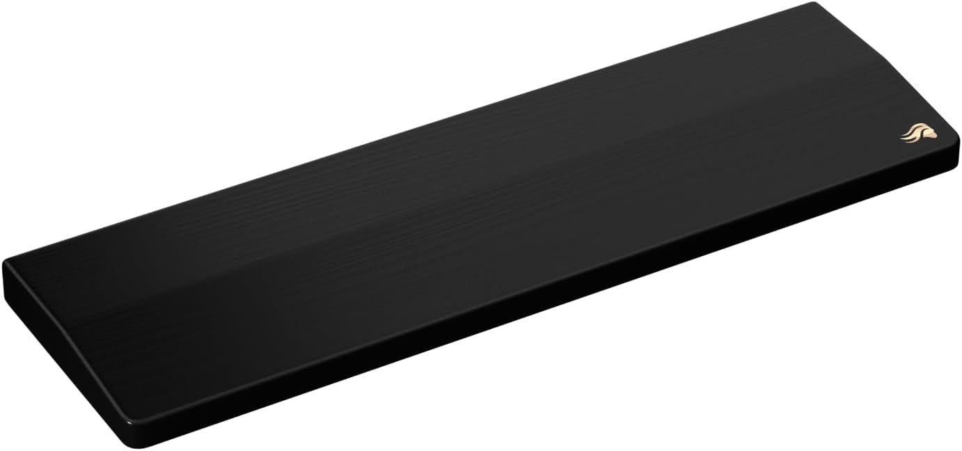 Glorious Stitched Edges Suppress Keyboard Sound and Vibrations, Anti-Slip Base, Compatible with Many Compact Slides, Black Wood Wrist Support - 65%  75%