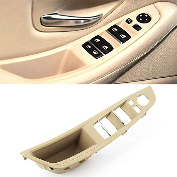 Driver Side Door Handle Replacement for BMW 5 Series, Window Switch Armrest Panel, Inner Pull Trim Panel Cover 2010-2016 Series 520 523 525 528 530 535 F10 F11 Beige