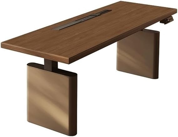 Standing Desk, Electric Standing Desk with Walnut Top, Adjustable Height Laptop PC with Outlets(180cm)