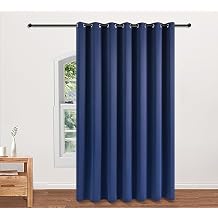 PI Blackout Sliding Door Curtains, Grommet Privacy Room Divider Curtains Thermal Insulated Vertical Window Treatment for Living Room/Bedroom/French Door/Patio/GLASSDOOR (Navy, W100XL95)