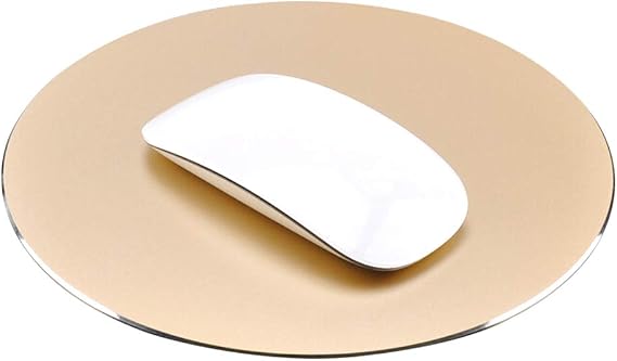 ProElife Aluminum Metal Mouse Pad Mice Mat 8.66 in (Round, Champagne Gold)