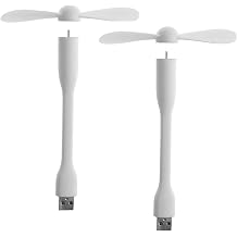 Sokelinn-six USBフレキシブルファン ミニポータブル冷却ファン USB電源 モバイルバッテリー ノートパソコン PC AC充電器 - 2個パック ホワイト