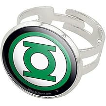Green Lantern Logo Silver Plated Adjustable Novelty Ring