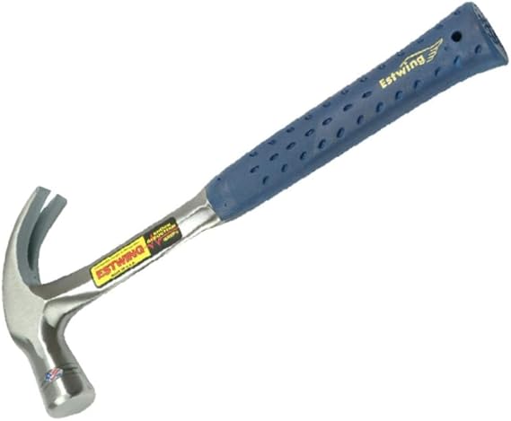 Estwing ESTE328C E3/28C 24oz English Pattern Curved Claw Hammer, Smooth Face, Shock Reduction Grip