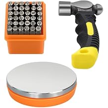 Metal Stamping Kit, Jewelry Making Stamping Tools with 37pcs 3mm(1/8") Number and Letter Stamp Set, Steel Bench Block and Metal Stamping Hammer