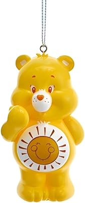 Kurt Adler Care Bears Funshine Bear Ornament, 3-Inch Officially Licensed Plastic Christmas Tree Decoration, Retro Cartoon Character