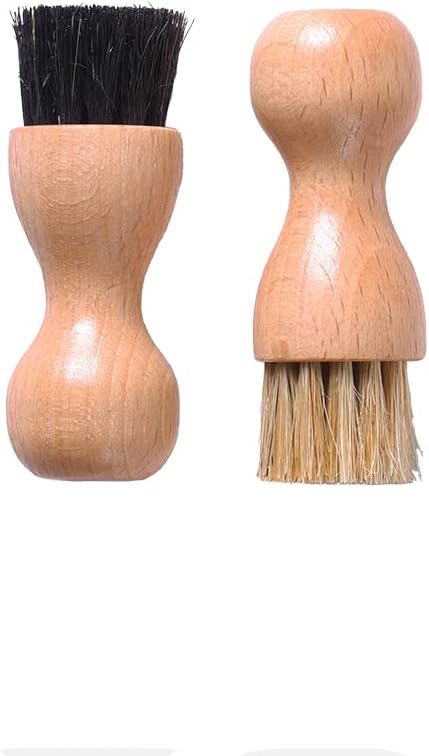 Shoe Cream Applicator Brush Set 2 Horsehair Daubers for Polish & Wax German Made Leather Care Brushes