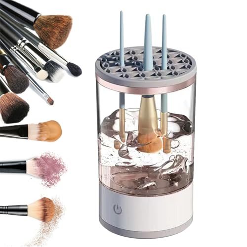 Cosmetic Brush Cleaner, Electric Makeup Brush Cleaning Machine with Silicone Mat, Automatic Spinning Brush Washer for Professional and Synthetic Brushes, Quick Cleaning Tool