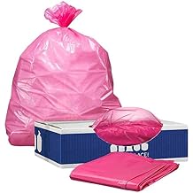 Plasticplace 12-16 Gallon Trash Bags 1.2 Mil Pink Garbage Can Liners 24 x 31 (250 Count)