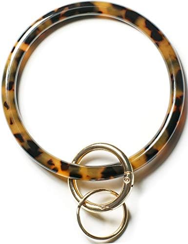 Mymazn Key Ring Bracelet Wristlet Keychain Bangle Keyring for Women, Acetate Round Key Chain