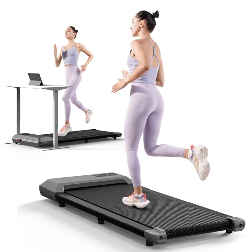 DeerRun Walking Pad 2 in 1 Under Desk Treadmill, 2.5HP Low Noise Walking Pad Running Jogging Machine with Remote Control for Home Office, Lightweight Portable Desk Treadmill Installation Free