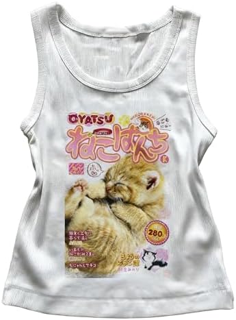 Womens Cute Baby Tee Y2 Cropped Tops Graphic Kawaii Camisole Sexy Aesthetic Vintage Slim Fit Clothes
