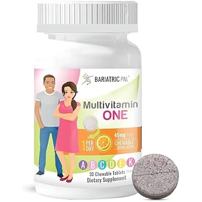 BariatricPal Multivitamin ONE 1 per Day! Bariatric Multivitamin Chewable with 45 mg of Iron | Orange Citrus | Vitamin for Bariatric Surgery Patients | 30 Count 1 Month Supply