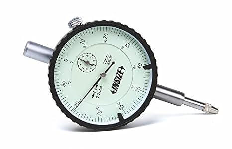 INSIZE DIAL Indicator, 10mm, Flat Back, Silver