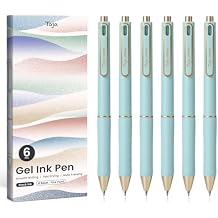 Taja Gel Pens, 6 Pcs Quick Dry Black Gel Ink Pens, 0.5mm Fine Point Smooth Writing Pens for Journaling and Note Taking, Cute Aesthetic Pens for Women & Men-Pastel