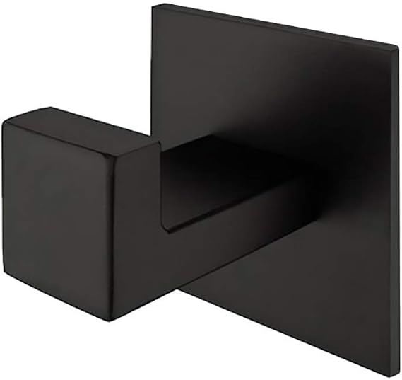 Stainless Steel Bathroom Towel Hook Self Adhesive Robe Coat Hook in Bathroom,No Screw Need and Black Finish ...