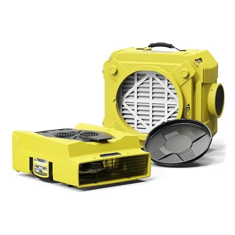 Alorair HEPA Air Scrubber Bundle Deal (Yellow):950 CFM Air Mover & Stackable 550 CFM Negative Air Machine for Indoor Air Quality&Water Damage Restoration(1*HEPA 550 Air Scrubber,1* Zeus 900 Air Mover)