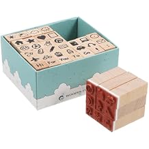 jojofuny Wooden Rubber Stamps Set for Scrapbooking and Journaling - 42 Pcs Small Craft Seals Featuring Daily Life and Weather Themes for DIY Diary Decoration