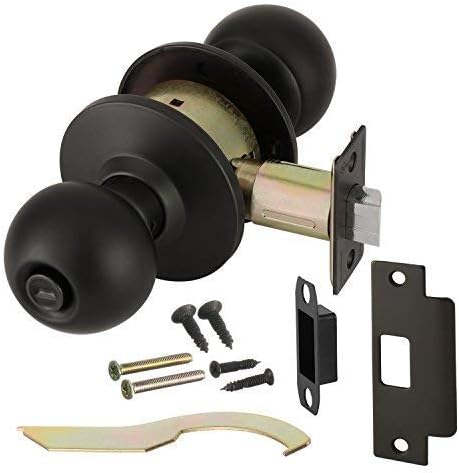 Door Knob Cylindrical Lock Privacy Function-Bathrooms Oil Rubbed Bronze (US10B) Finish LH5322OB Non-Handed UL Certified ANSI/BHMA Grade 2 Commercial Door Lock for Heavy Duty Use Embassy Series